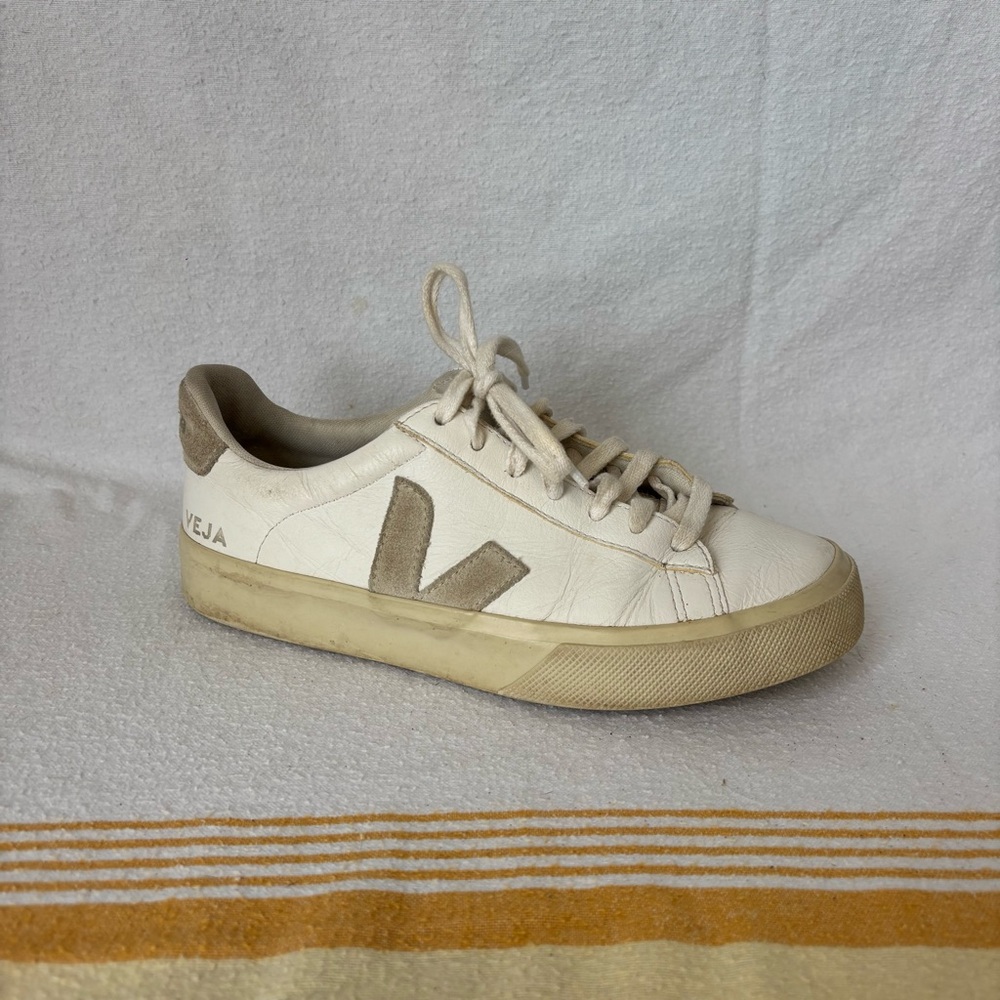 Veja White and Tan Sneakers